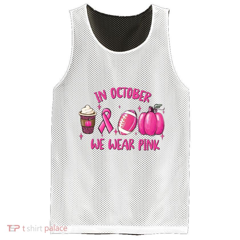 In October Breast Cancer Football Oktoberfest Halloween Mesh Reversible Basketball Jersey Tank