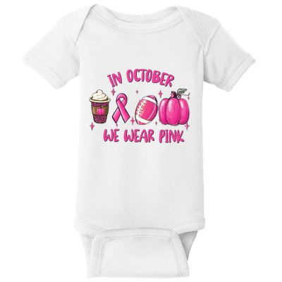 In October Breast Cancer Football Oktoberfest Halloween Baby Bodysuit