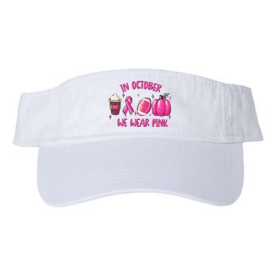 In October Breast Cancer Football Oktoberfest Halloween Valucap Bio-Washed Visor