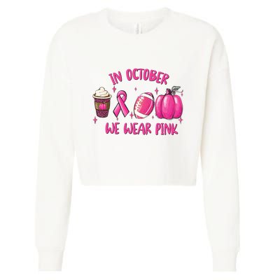In October Breast Cancer Football Oktoberfest Halloween Cropped Pullover Crew