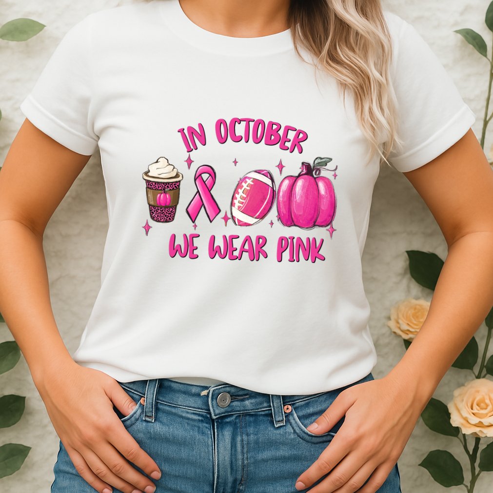 In October Breast Cancer Football Oktoberfest Halloween Womens T-Shirt
