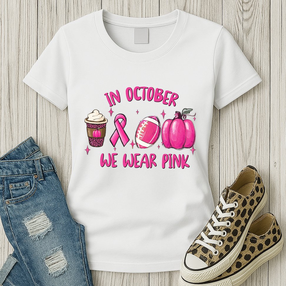 In October Breast Cancer Football Oktoberfest Halloween Womens T-Shirt