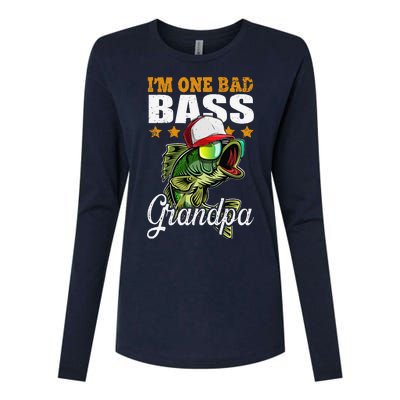 IM One Bad Bass Grandpa Bass Fishing FatherS Day Gift Womens Cotton Relaxed Long Sleeve T-Shirt