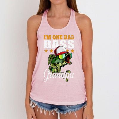 IM One Bad Bass Grandpa Bass Fishing FatherS Day Gift Women's Knotted Racerback Tank