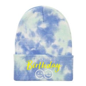 Its Our Birthday Funny Twins Its Our Birthday Twins Tie Dye 12in Knit Beanie