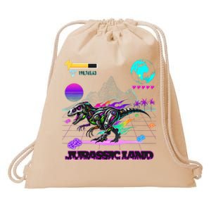 Image On Back Logo Front Trex Robot Dino Video Game Style Drawstring Bag