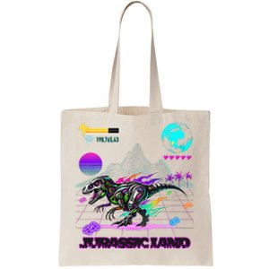 Image On Back Logo Front Trex Robot Dino Video Game Style Tote Bag