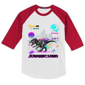 Image On Back Logo Front Trex Robot Dino Video Game Style Kids Colorblock Raglan Jersey