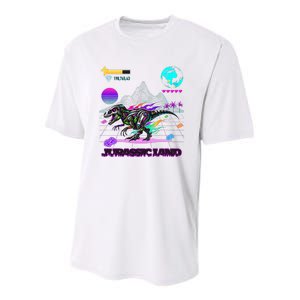 Image On Back Logo Front Trex Robot Dino Video Game Style Youth Performance Sprint T-Shirt