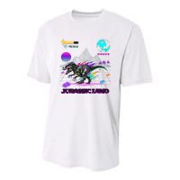 Image On Back Logo Front Trex Robot Dino Video Game Style Youth Performance Sprint T-Shirt