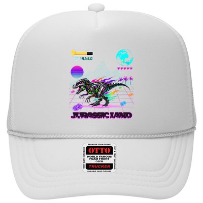 Image On Back Logo Front Trex Robot Dino Video Game Style Trucker Hat