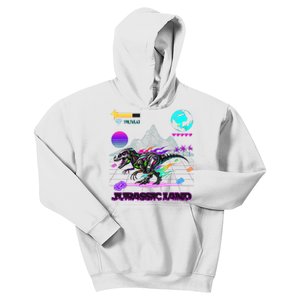 Image On Back Logo Front Trex Robot Dino Video Game Style Kids Hoodie