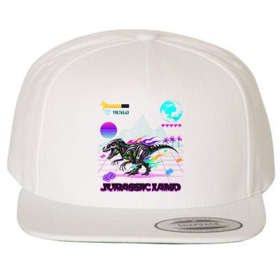 Image On Back Logo Front Trex Robot Dino Video Game Style Wool Snapback Cap