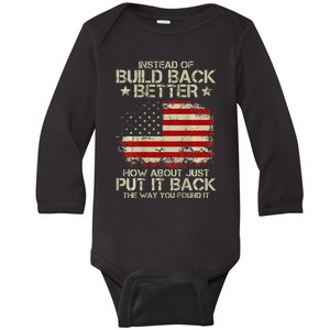 Instead Of Build Back Better How About Just Put It Back Baby Long Sleeve Bodysuit