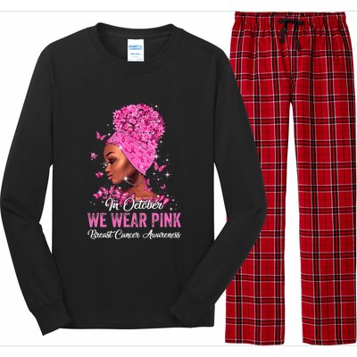 In October Black Women We Wear Pink Breast Cancer Awareness Long Sleeve Pajama Set