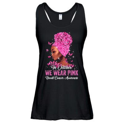 In October Black Women We Wear Pink Breast Cancer Awareness Ladies Essential Flowy Tank