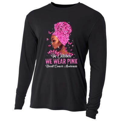 In October Black Women We Wear Pink Breast Cancer Awareness Cooling Performance Long Sleeve Crew