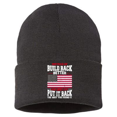 Instead Of Build Back Better How About Just Put It Back USA Sustainable Knit Beanie