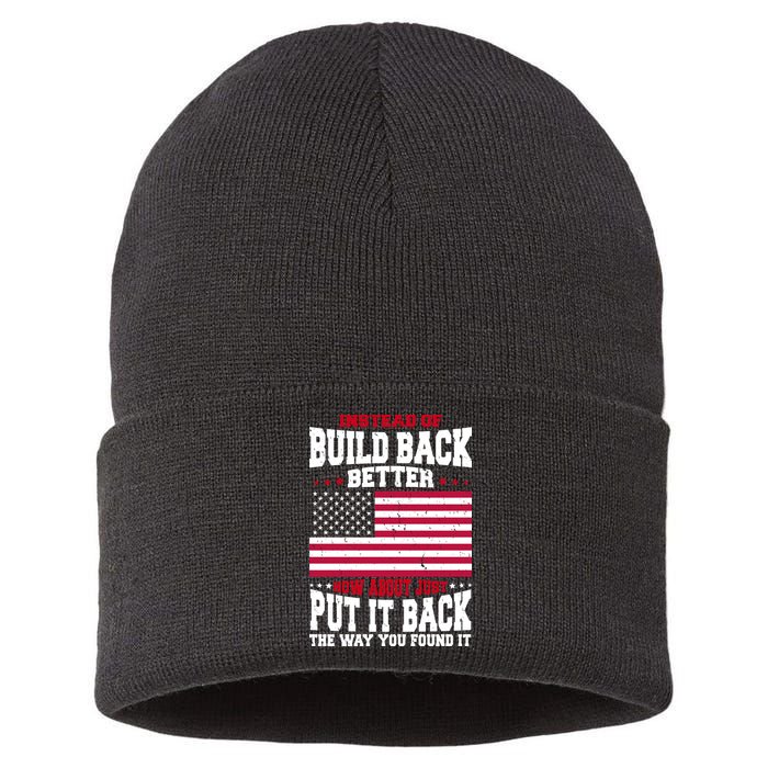 Instead Of Build Back Better How About Just Put It Back USA Sustainable Knit Beanie