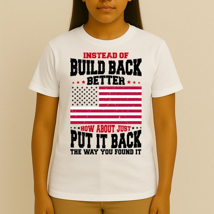 Instead Of Build Back Better How About Just Put It Back USA T-Shirt