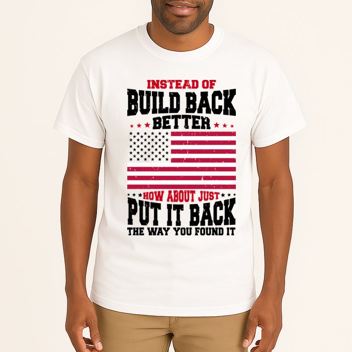 Instead Of Build Back Better How About Just Put It Back USA Tall T-Shirt