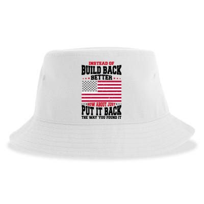 Instead Of Build Back Better How About Just Put It Back USA Sustainable Bucket Hat