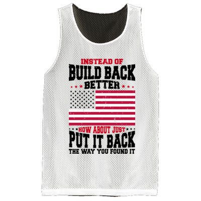 Instead Of Build Back Better How About Just Put It Back USA Mesh Reversible Basketball Jersey Tank