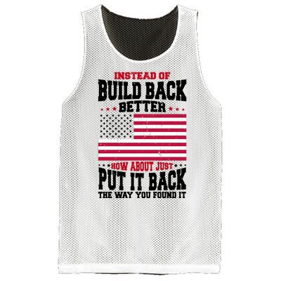 Instead Of Build Back Better How About Just Put It Back USA Mesh Reversible Basketball Jersey Tank