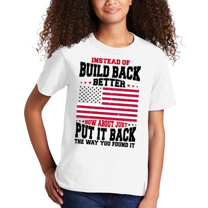 Instead Of Build Back Better How About Just Put It Back USA Kids T-Shirt