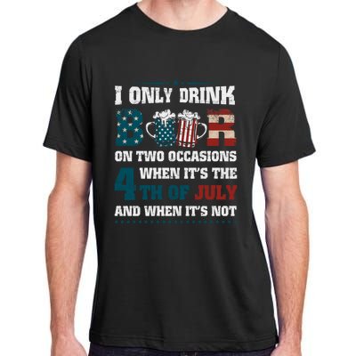 I Only Beer On Two Occasions Retro Us Flag 4th Of July Funny Gift Adult ChromaSoft Performance T-Shirt