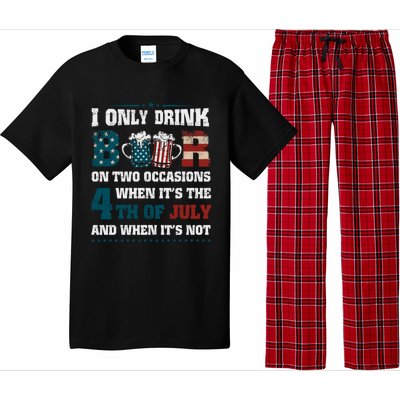 I Only Beer On Two Occasions Retro Us Flag 4th Of July Funny Gift Pajama Set