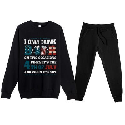 I Only Beer On Two Occasions Retro Us Flag 4th Of July Funny Gift Premium Crewneck Sweatsuit Set