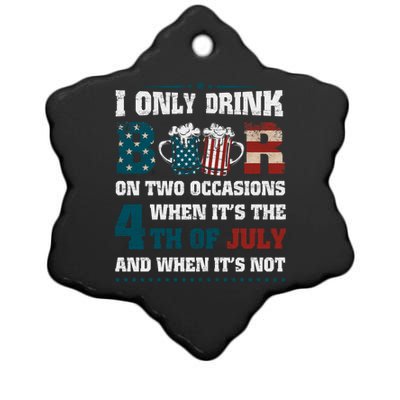 I Only Beer On Two Occasions Retro Us Flag 4th Of July Funny Gift Ceramic Star Ornament