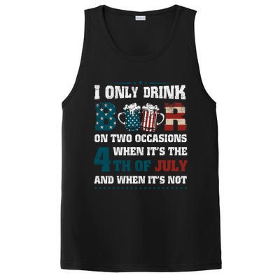 I Only Beer On Two Occasions Retro Us Flag 4th Of July Funny Gift PosiCharge Competitor Tank