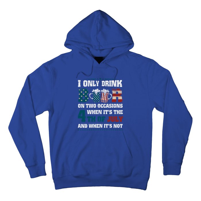 I Only Beer On Two Occasions Retro Us Flag 4th Of July Funny Gift Hoodie