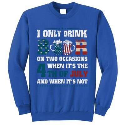 I Only Beer On Two Occasions Retro Us Flag 4th Of July Funny Gift Sweatshirt