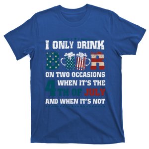 I Only Beer On Two Occasions Retro Us Flag 4th Of July Funny Gift T-Shirt