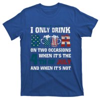 I Only Beer On Two Occasions Retro Us Flag 4th Of July Funny Gift T-Shirt