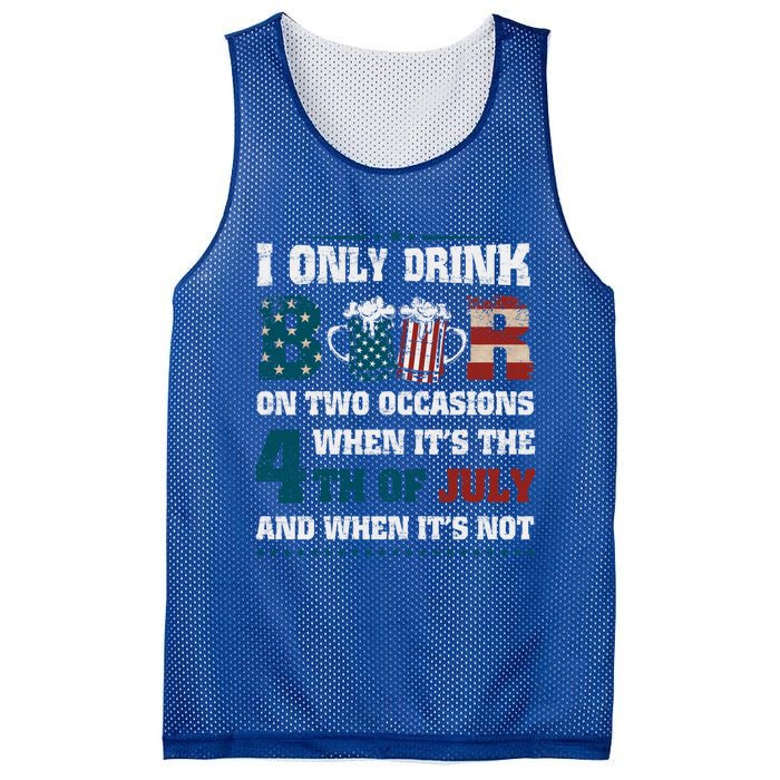 I Only Beer On Two Occasions Retro Us Flag 4th Of July Funny Gift Mesh Reversible Basketball Jersey Tank