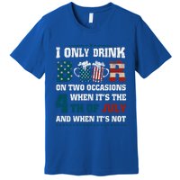 I Only Beer On Two Occasions Retro Us Flag 4th Of July Funny Gift Premium T-Shirt