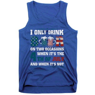 I Only Beer On Two Occasions Retro Us Flag 4th Of July Funny Gift Tank Top