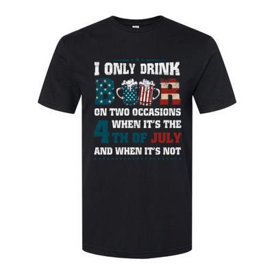 I Only Beer On Two Occasions Retro Us Flag 4th Of July Funny Gift Softstyle CVC T-Shirt