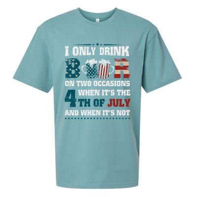 I Only Beer On Two Occasions Retro Us Flag 4th Of July Funny Gift Sueded Cloud Jersey T-Shirt