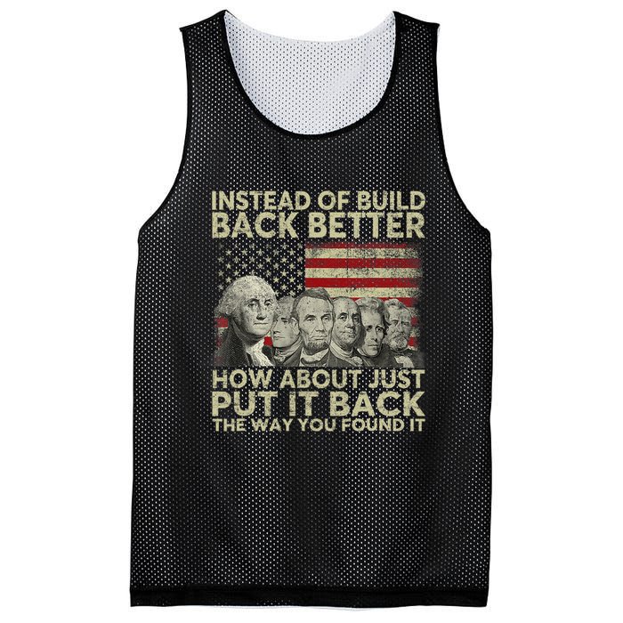 Instead Of Build Back Better How About Just Put It Back Mesh Reversible Basketball Jersey Tank