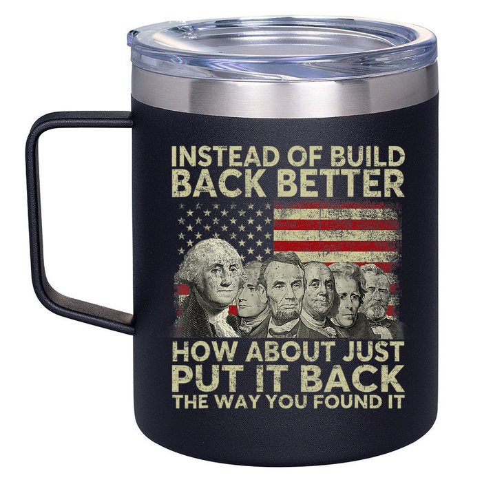 Instead Of Build Back Better How About Just Put It Back 12oz Stainless Steel Coffee Mug