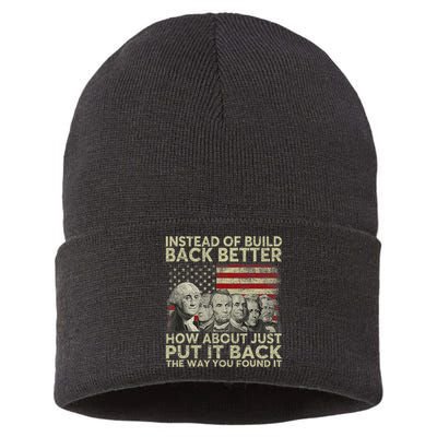 Instead Of Build Back Better How About Just Put It Back Sustainable Knit Beanie