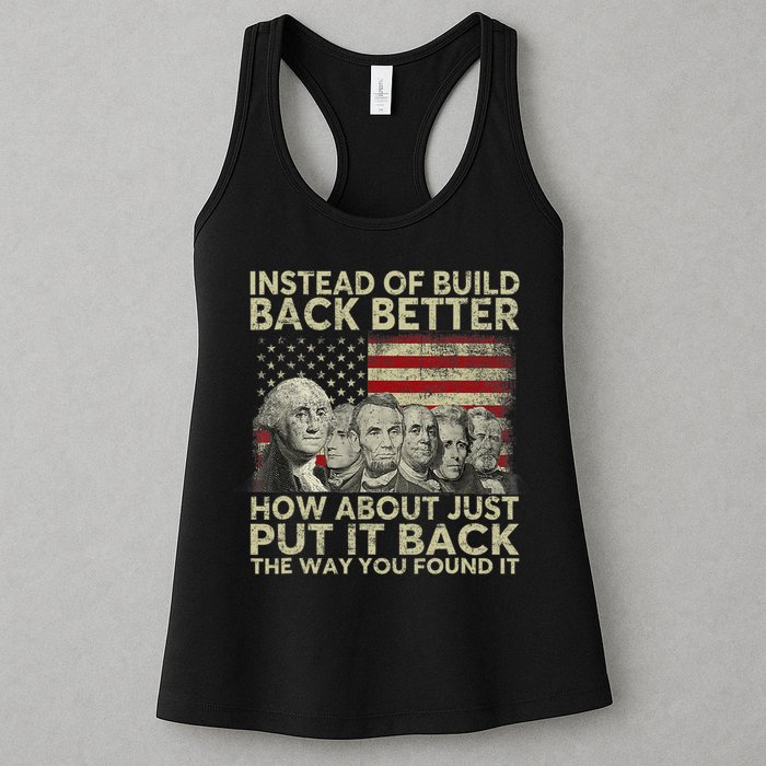 Instead Of Build Back Better How About Just Put It Back Womens Tank Top