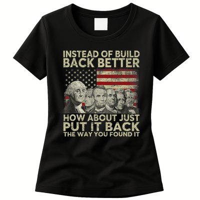 Instead Of Build Back Better How About Just Put It Back Womens T-Shirt