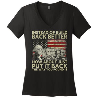 Instead Of Build Back Better How About Just Put It Back Women's V-Neck T-Shirt