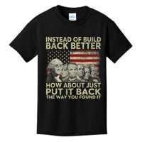Instead Of Build Back Better How About Just Put It Back Kids T-Shirt